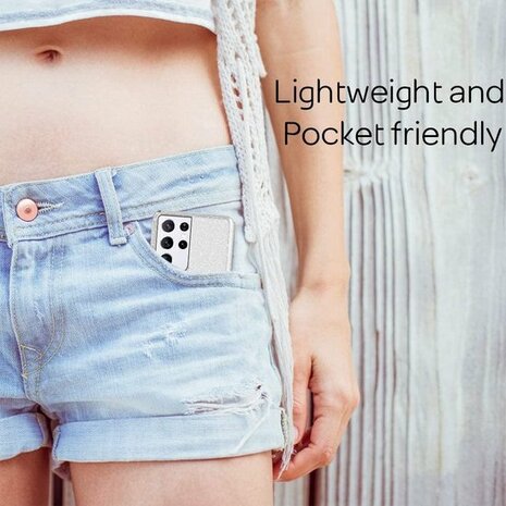 Samsung S21 Ultra - Glitter Back Cover - Zilver