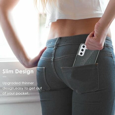 Samsung S21 Ultra - Glitter Back Cover - Zilver