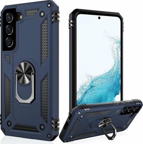 Samsung S22 Plus Blauw - Armor met Kickstand Ring