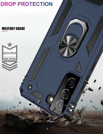 Samsung S22 Plus Blauw - Armor met Kickstand Ring