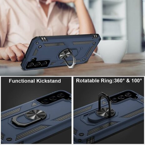 Samsung S22 Plus Blauw - Armor met Kickstand Ring