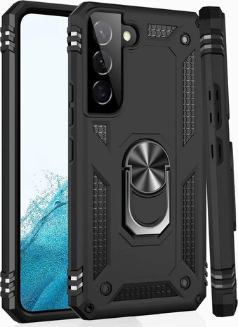 Samsung S22 Plus Zwart - Armor met Kickstand Ring