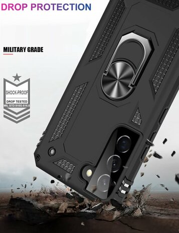 Samsung S22 Plus Zwart - Armor met Kickstand Ring