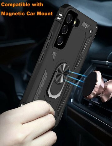 Samsung S22 Plus Zwart - Armor met Kickstand Ring