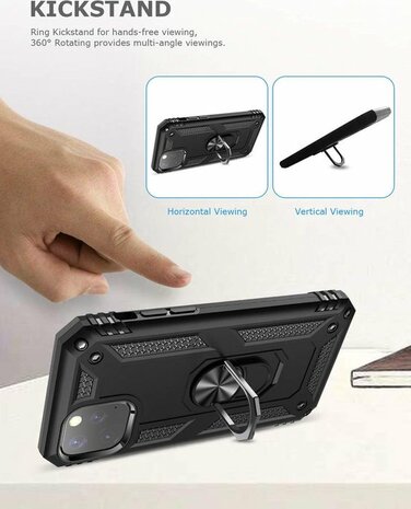 iPhone 11 Pro - Armor met Kickstand Ring - Zwart
