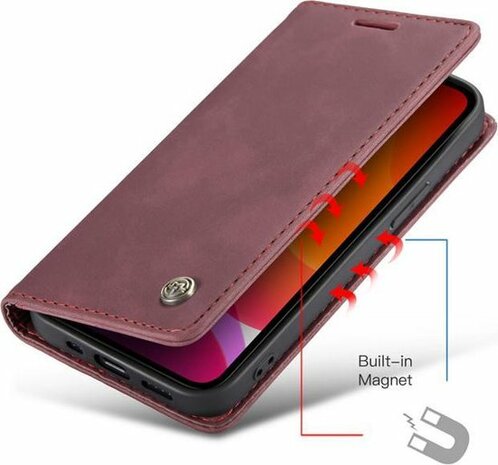 iPhone 12 Pro Max Bordeaux Red - Book Case
