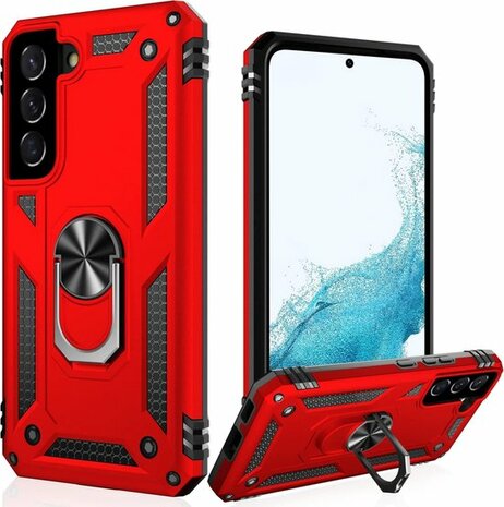 Samsung S22 Plus Rood - Armor met Kickstand Ring