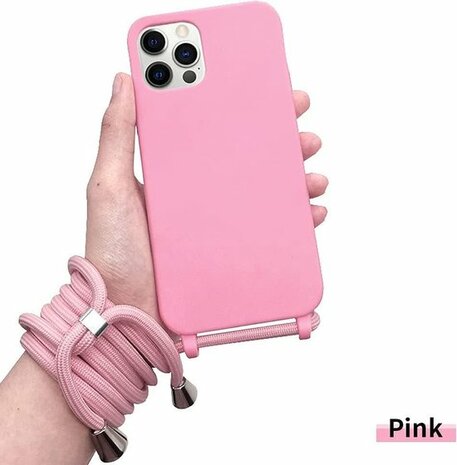 iPhone 12 Pro Max Roze - TPU Cover met Koord