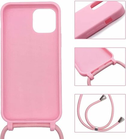 iPhone 12 Pro Max Roze - TPU Cover met Koord