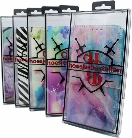 Samsung S10 Plus - Book Case met Rits - Uni Marmer