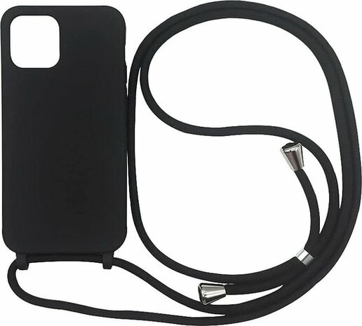 iPhone 12 Pro Max Zwart - TPU Cover met Koord