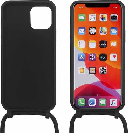 iPhone 12 Pro Max Zwart - TPU Cover met Koord