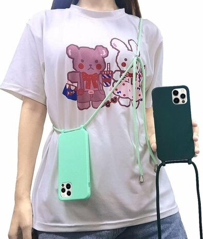 iPhone 12 Pro Max Zwart - TPU Cover met Koord