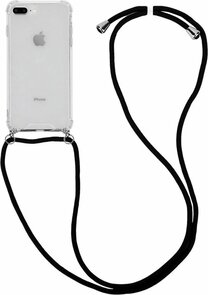 iPhone 8 Plus / 7 Plus Hybride Back Cover met Koord Zwart