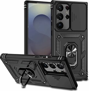 Samsung S25 Ultra - Zwart - Armor met Kickstand Ring met Camera Bescherming