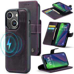 iPhone 15 - Deep Purple - 2 in 1 Lederen MagSafe Case
