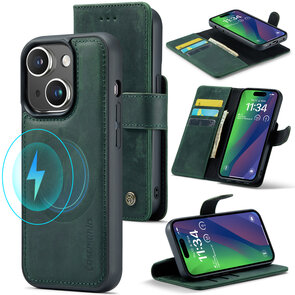 iPhone 15 Plus - Emerald Green - 2 in 1 Lederen MagSafe Case