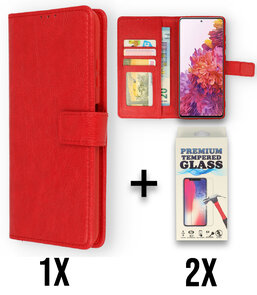 Oppo A78 5G - Book Case &amp; 2X Glas - Rood