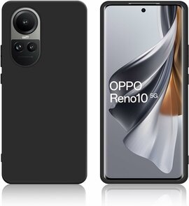 Reno 10 &amp; Reno 10 Pro - Siliconen Back Cover - Zwart