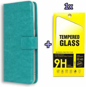 Oppo A73 5G - Book Case &amp; Glas - Turquoise