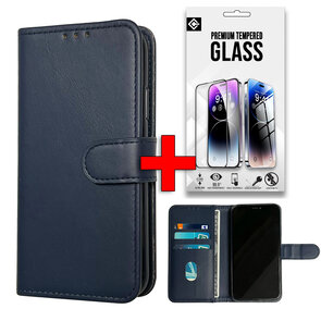 S24 Ultra - Book Case &amp; Glas - Blauw