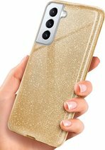 Samsung S22 Plus - Glitter Back Cover - Goud
