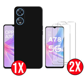 Oppo A78 5G - Back Cover &amp; 2x Glas - Zwart
