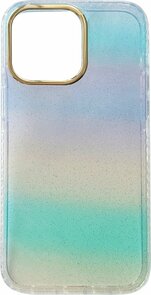 iPhone 14 Pro - Regenboog Glitter Back Cover - Blauw