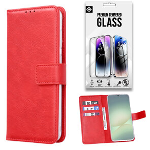 Oppo A54 5G &amp; A74 5G - Book Case &amp; Glas - Rood