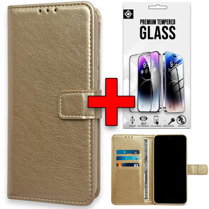 Samsung S25 - Goud - Book Case &amp; Glas