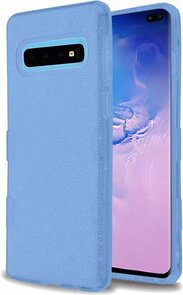 Samsung S10 Plus - Glitter Back Cover - Blauw
