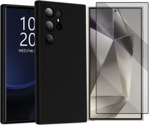 Samsung S25 Ultra - TPU Back Cover &amp; Full Glas - Zwart