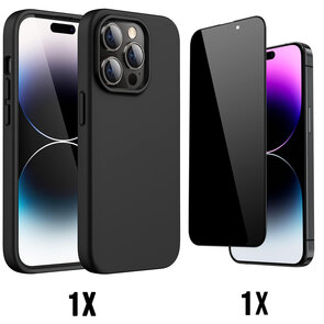 iPhone 15 Pro - Back Cover &amp; Privacy Glas - Zwart