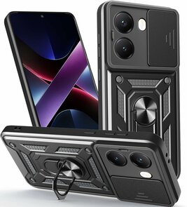 Oppo Reno 13 F - Zwart - Armor Kickstand met Camera Bescherming