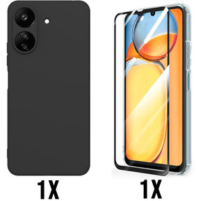 Redmi 13C &amp; Poco C65 - Back Cover &amp; Glas - Zwart