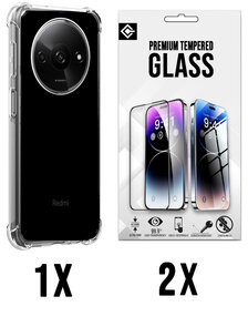 Redmi A3 - Anti Shock &amp; 2x Glas - Transparant