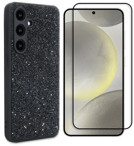 Samsung S25 - Zwart - Diamant Glitter &amp; Full Glas