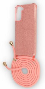 Samsung S21 Plus Roze - Glitter Back Cover met Koord