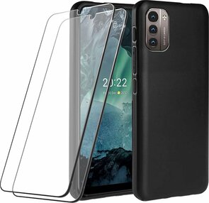 Nokia G11 &amp; G21 - Back Cover &amp; 2x Glas - Zwart