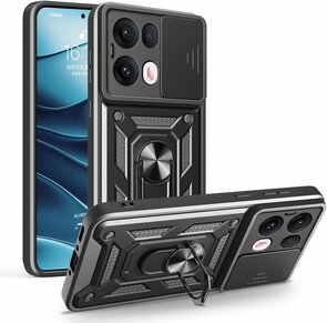 Oppo Reno 13 Pro - Zwart - Armor Kickstand met Camera Bescherming