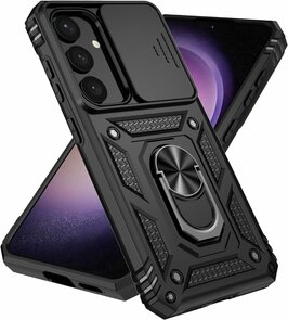 Samsung S25 Zwart - Armor met Kickstand Ring met Camera Bescherming