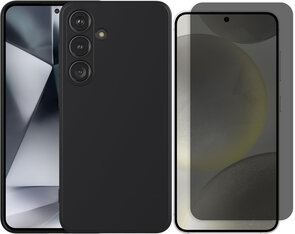 Samsung S25 - TPU Back Cover &amp; Privacy Glas - Zwart