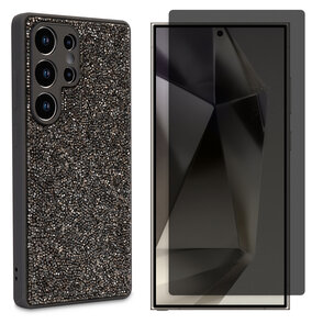 Samsung S25 Ultra - Zilver - Diamant Glitter &amp; Privacy Glas