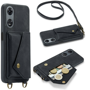 Oppo A98 Charcoal Gray - Back Cover met Koord