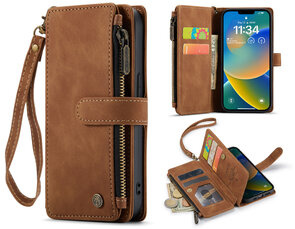 iPhone SE (2022) / SE (2020) / 8 / 7 - Sienna Brown - Book Case met Rits