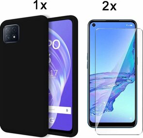 Oppo A73 5G - Back Cover &amp; 2x Glas - Zwart
