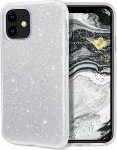 iPhone 12 Mini - Glitter Back Cover - Zilver