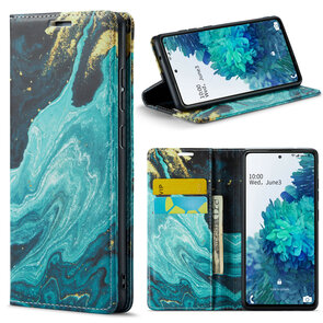 Samsung S20 FE Blue Aquamarine - Marmer Book Case