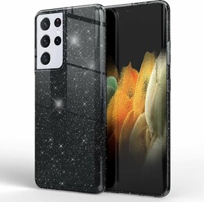 Samsung S21 Ultra - Glitter Back Cover - Zwart