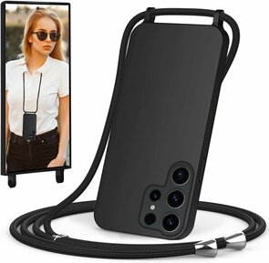 Samsung S24 Ultra - Zwart - TPU Back Cover met Koord